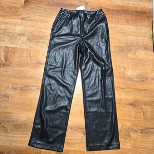 New With Tags! GAP Black Pleather Straight Leg Pants Size 0